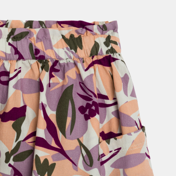 تنورة واسعة برسومات مطبوعة، باللون البرتقالي للفتيات.